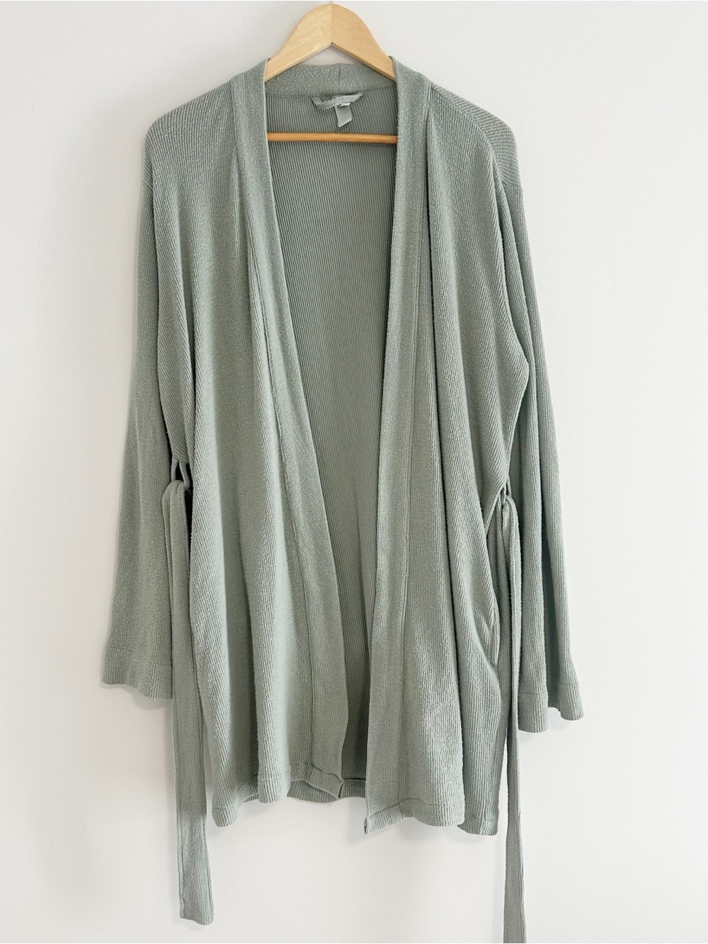 SKIMS Brushed Micro Waffle Knit Robe sage green